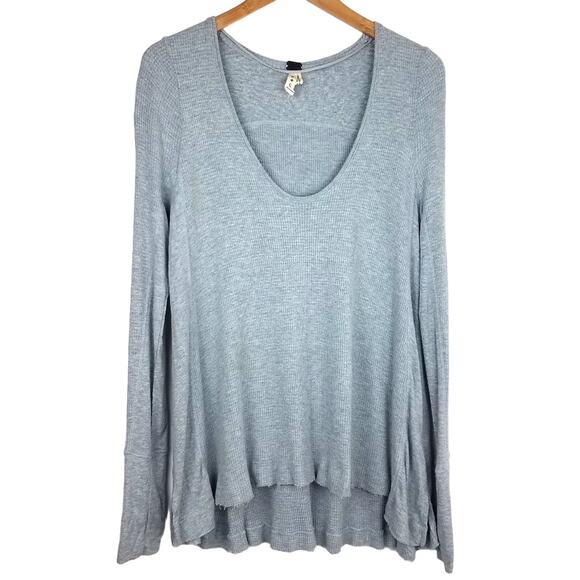 We The Free | Gray Thermal Long Sleeve Top Free People Small - Picture 1 of 7